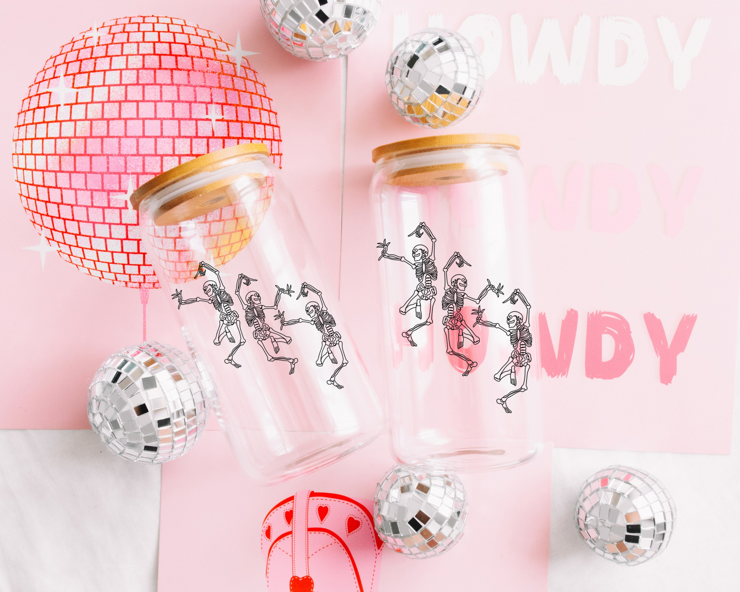 Dancing Skeletons Glass Cup