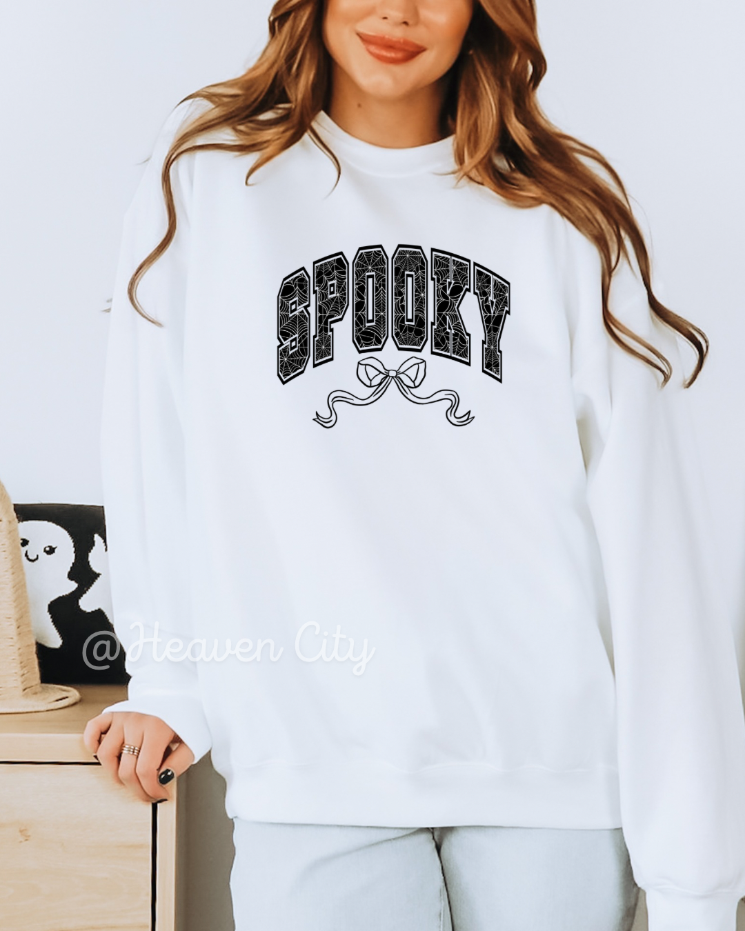 Spooky Web Bow Crewneck
