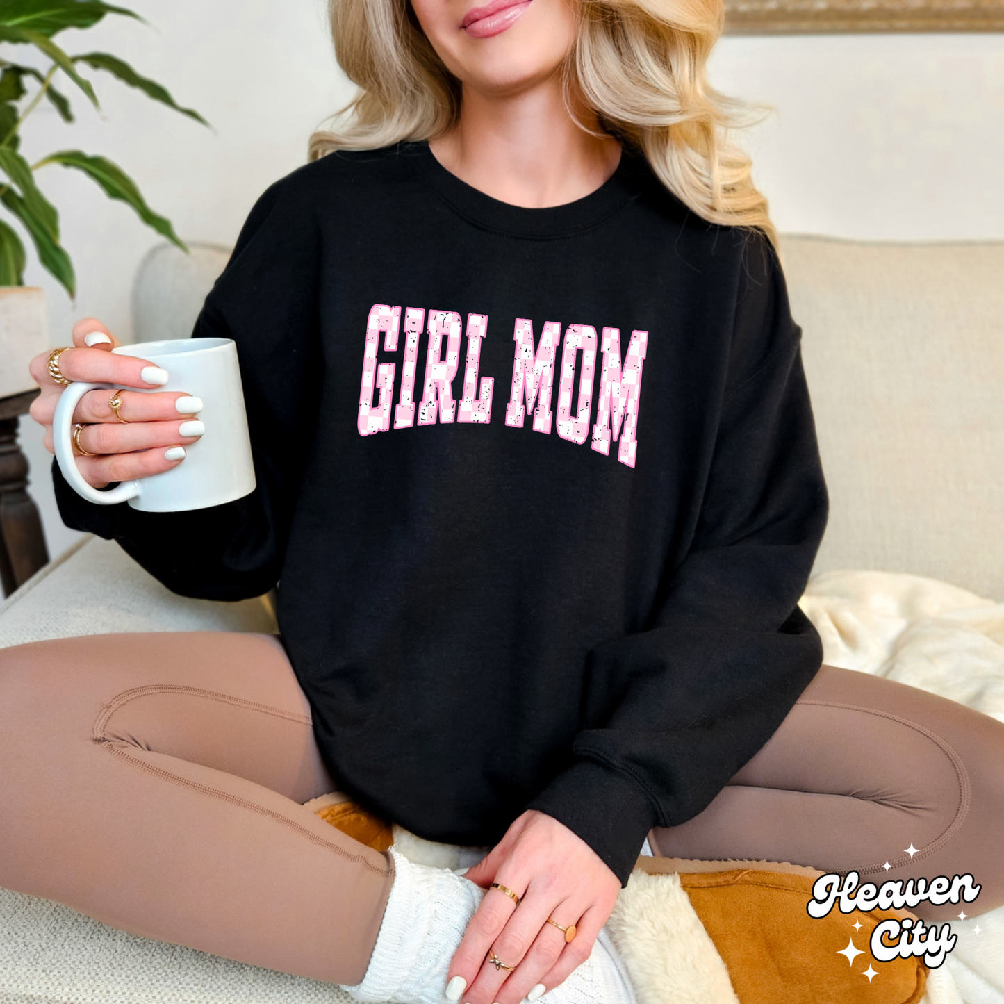 Checkered Girl Mom Sweatshirt
