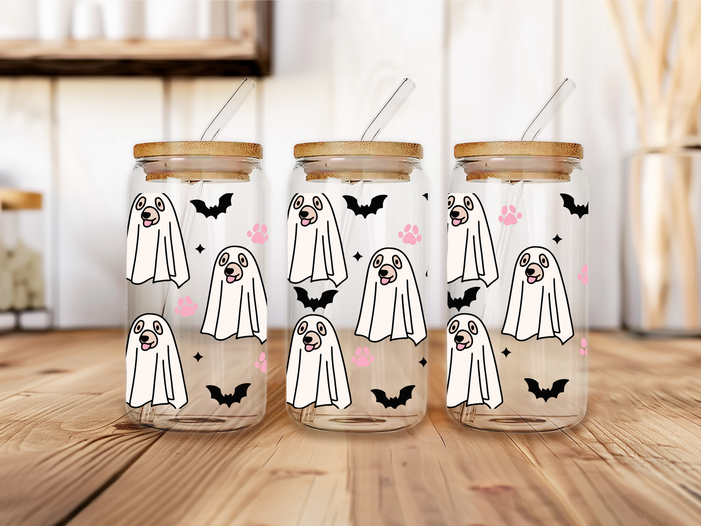 Dog Ghosts Glass Cup