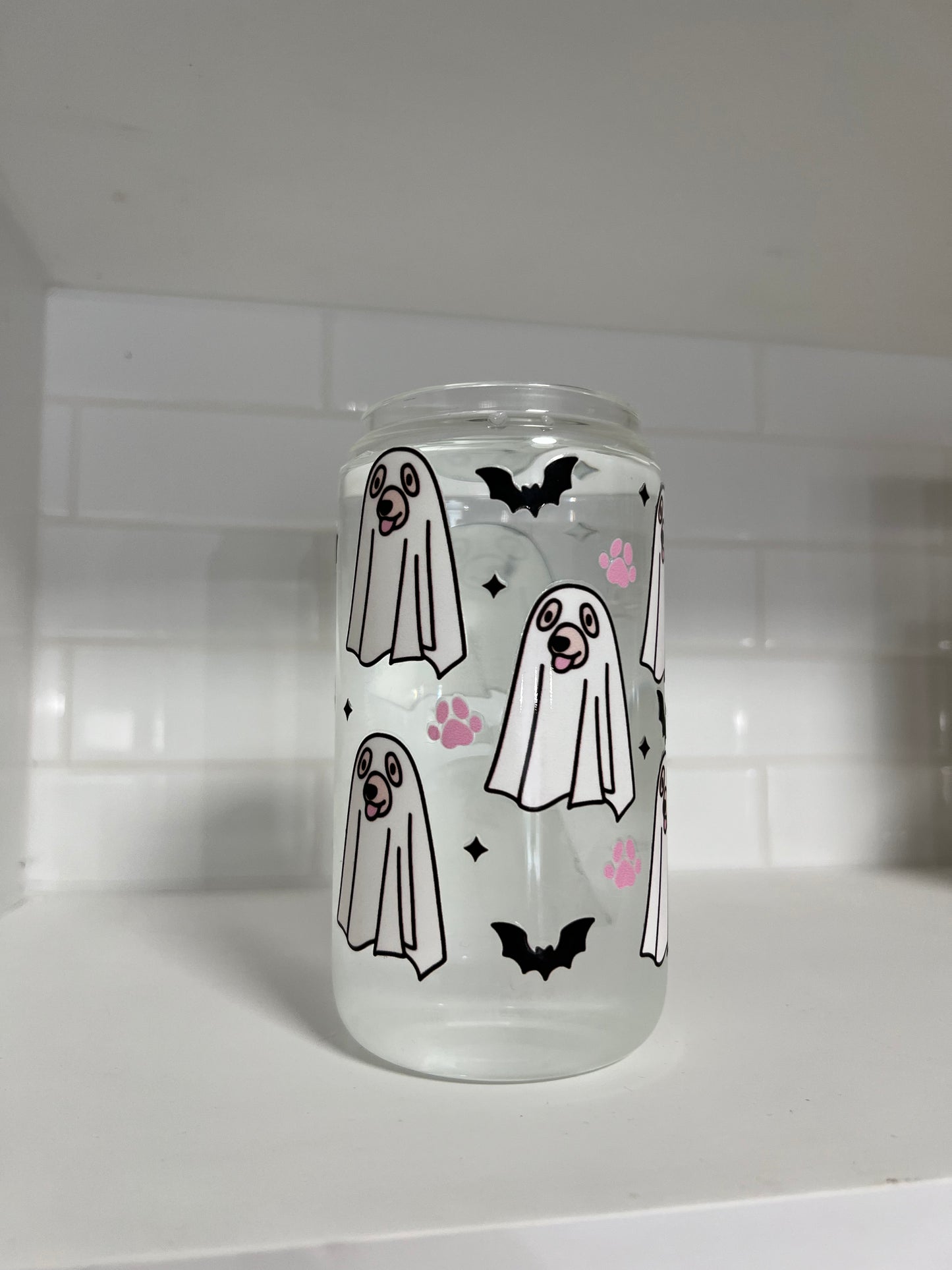 Dog Ghosts Glass Cup