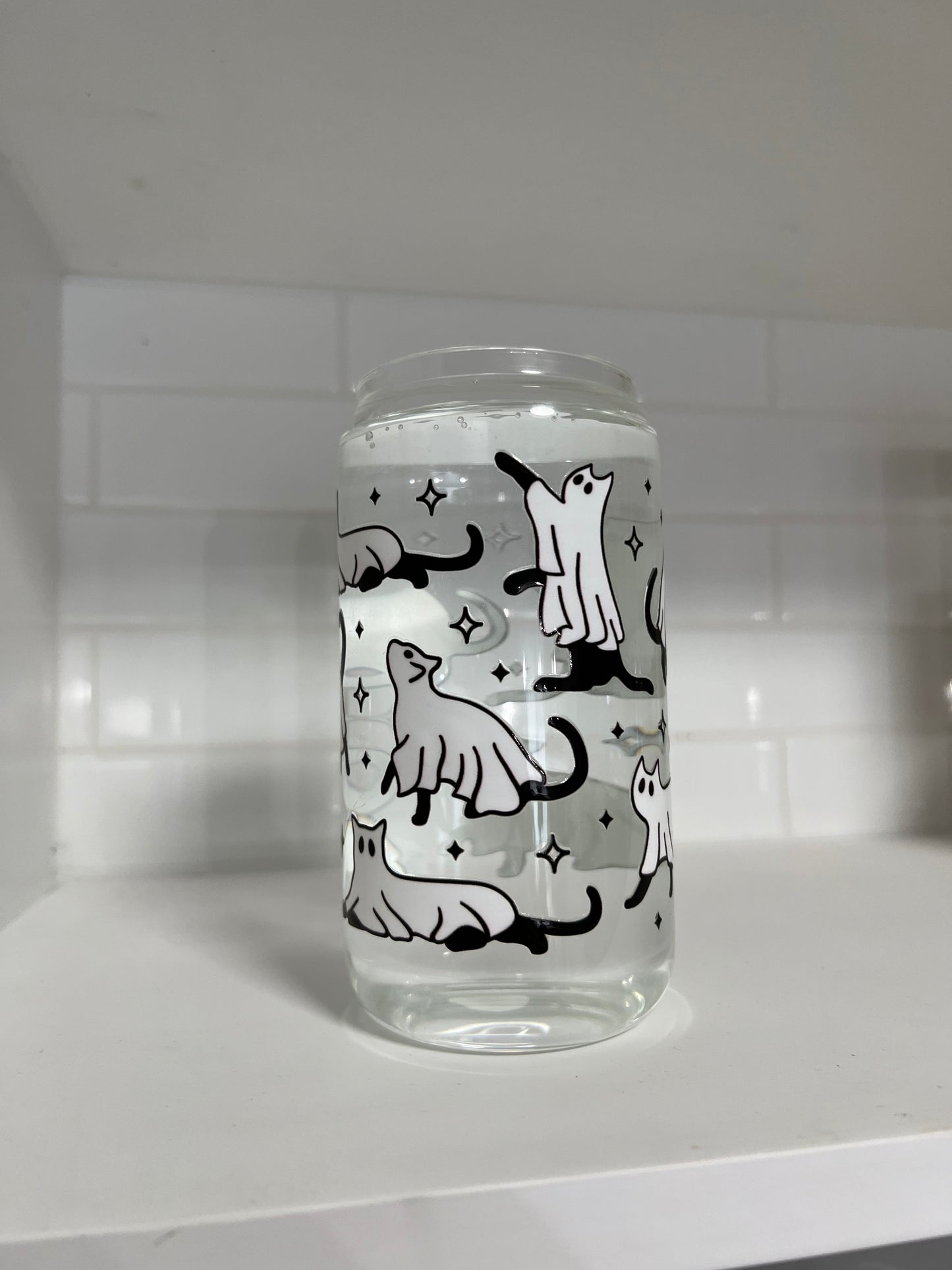 Ghost Cats Glass Cup