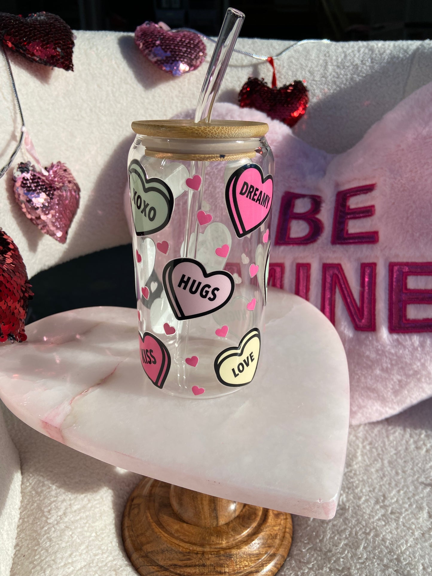 Sweet Hearts Glass Cup 16 oz