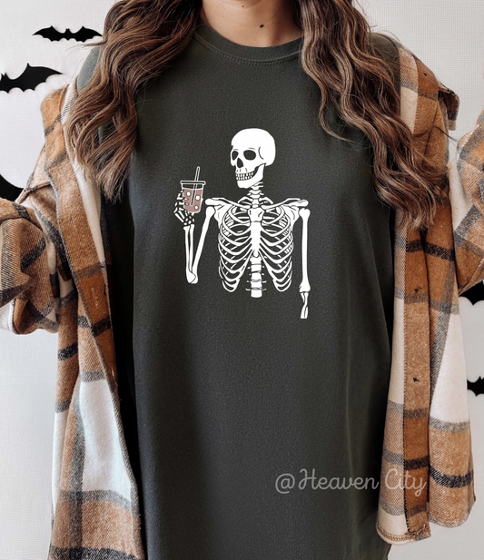 Iced Coffee Skeleton Graphic Tee