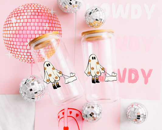 Ghost Walking Dog Glass Cup