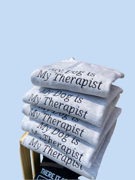 My Dog Is My Therapist Embroidered Crewneck