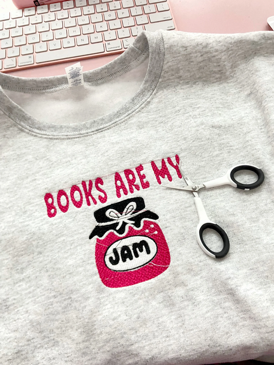 Books Are My Jam Embroidered Crewneck
